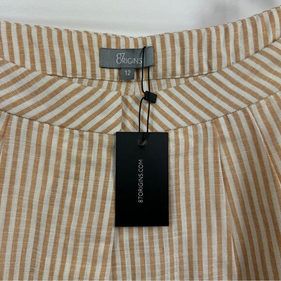 New 87Origins Stripe Linen Shorts in White/Cream Size 8 - Picture 5 of 10
